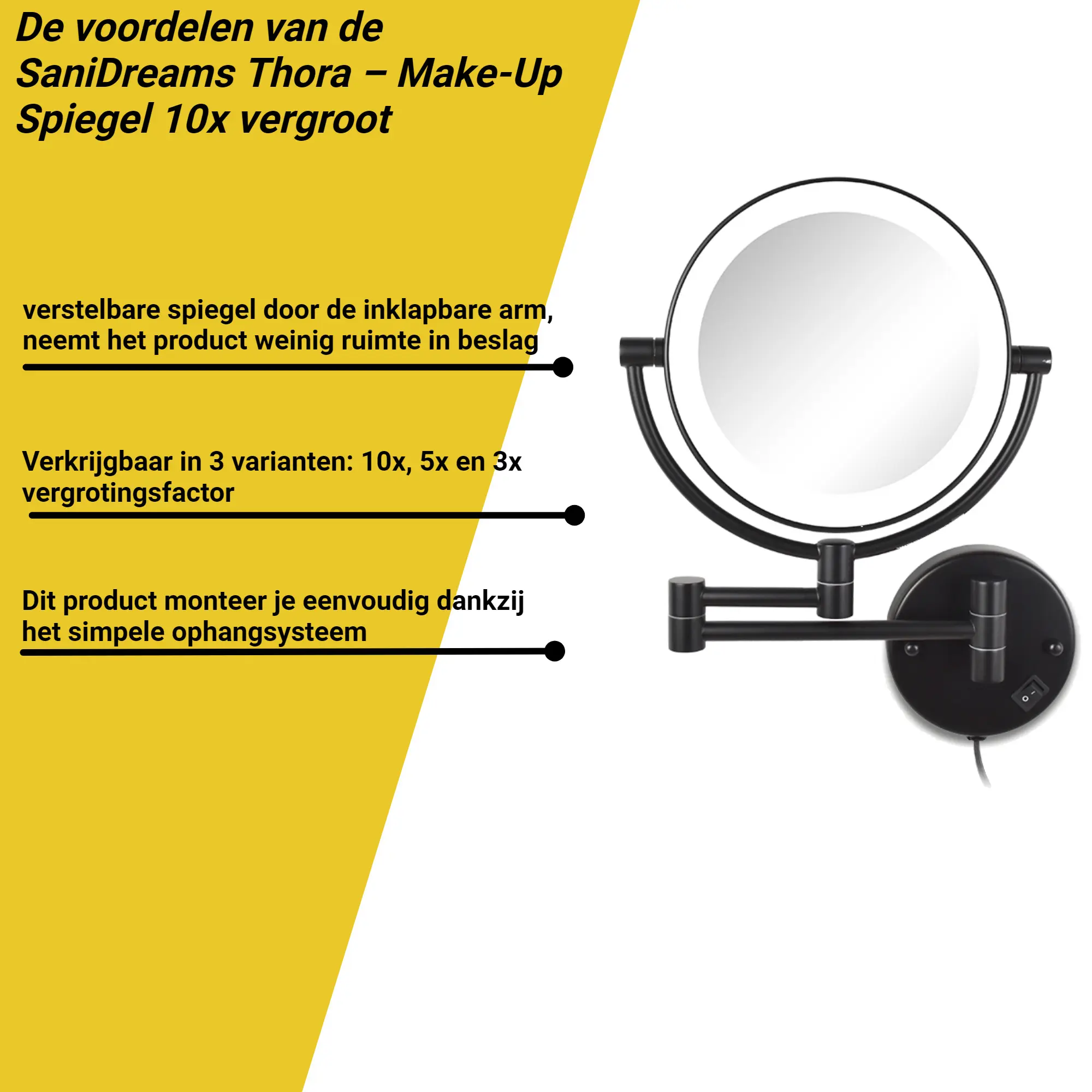 Conform Lee Opgewonden zijn SaniDreams Thora - Make-up spiegel 10x vergroot - Steelparts