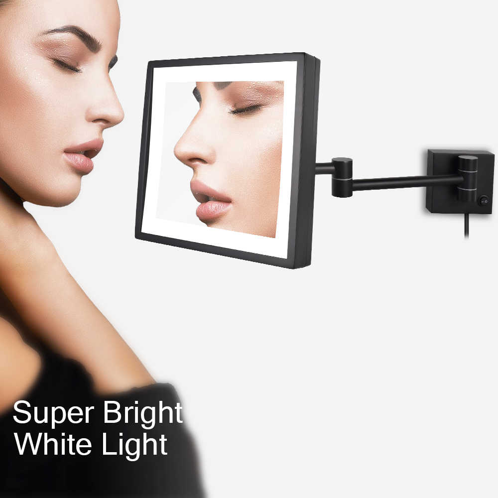 SaniDreams Make-up spiegel-vierkant-zwart-3x vergroot